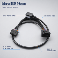 Kit T-Harness OBD2 Universal Kabel Ekstensi Adaptor Splitter Female dengan Braket Pemasangan untuk Pelacak GPS Mobil