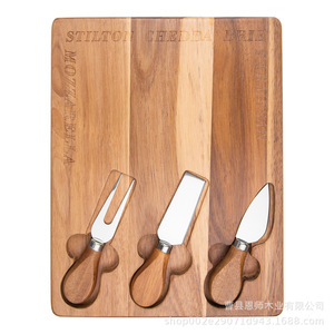 Juego de Tabla de Quesos de Madera de Acacia con 4 Cuchillos y Tenedor, Tabla de Cortar Multiusos para Quesos y Verduras - Product Image 3