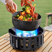 Estufa de Gas Portátil Ligera, Resistente al Viento y Plegable para Camping, 7 Quemadores, Potente Llama Automática, Sin Encendedor