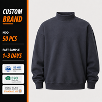 Sweat-shirt col montant en coton 100% 450 GSM, coloris marine, gris et uni, faible MOQ, confortable