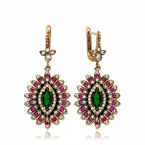 มรกต CZ Marquise ขายส่งเครื่องประดับสไตล์ออตโตมันแท้ต่างหูเงินแท้ 925 - Product Image 2