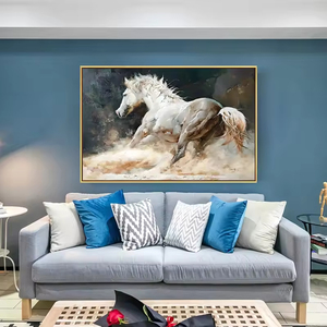 White <strong>Horses</strong> <strong>Horse</strong> Oil Moden Abstract Canvas <strong>Painting</strong> - Product Image 1