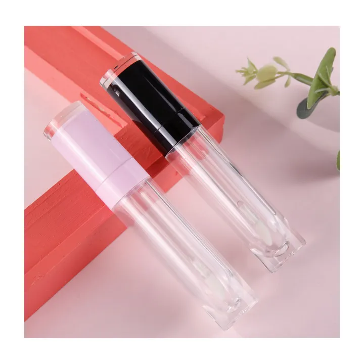 8ml Luce Rosa Lipgloss Tubi Con Bacchette di Imballaggio Lip Gloss Tubo Con Il Nero Tappo Rosa