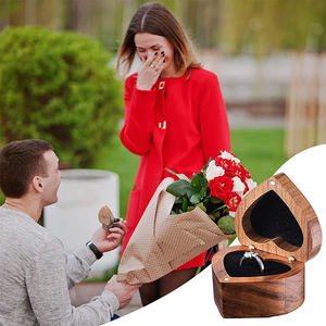 Caja de Anillo de Madera con Logotipo Personalizado, Caja de Madera en Forma de Corazón para Empaque, Mini Caja de Anillo de Madera para Joyería de Boda, Compromiso, Exhibición y Almacenamiento - Product Image 2