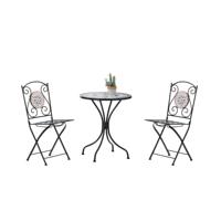 Ensemble de café pliable exquis 3 pièces ensemble de chaises d'extérieur et de table ensemble de meubles de patio de jardin