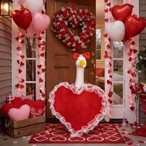 Trajes para el porche: Disfraz de corazón de San Valentín con sombrero de lazo, ropa para estatuas de gansos de jardín, decoración para patio y jardín. - Product Image 4