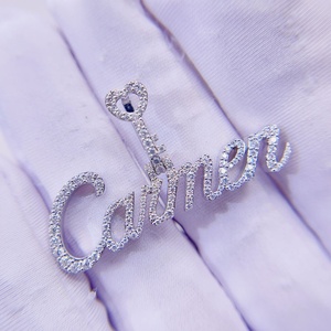 Şık <span class=keywords><strong>10K</strong></span> katı beyaz altın özel ad ilk mektup kolye kolye 6.66G Natural ct VS doğal elmas kolye - Product Image 4