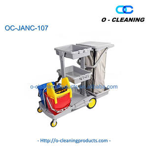 Chariot de nettoyage commercial O-Cleaning à 3 étagères, chariot de personnel d'entretien avec sac Oxford sur roues, chariot à outils de nettoyage haute capacité - Product Image 3