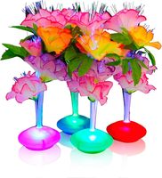 Centre de table en fleurs à LED à fibre optique s'illumine avec 3 piles AA incluses pour les fêtes, les luaus hawaïens, les mariages