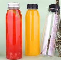 Fabricante pequeño Moq transparente 250ml 300ml 350ml 400ml 450mL 500ml sin Bpa PET botella de plástico de jugo de grado alimenticio con tapa