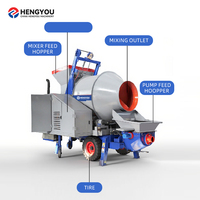 Bétonnière mobile diesel portable de 100 m de portée avec pompe, capacité de 30 m3/h, pour bâtiments de grande hauteur