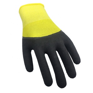 Guantes <span class=keywords><strong>de</strong></span> Trabajo <span class=keywords><strong>de</strong></span> Seguridad <span class=keywords><strong>de</strong></span> Nailon Amarillo OEM con Recubrimiento <span class=keywords><strong>de</strong></span> <span class=keywords><strong>Espuma</strong></span> <span class=keywords><strong>de</strong></span> Látex Negro, Transpirables, Antideslizantes y Resistentes a la Abrasión - Product Image 4