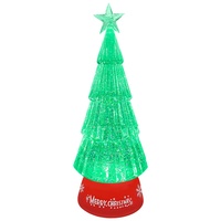 Pohon Natal Kristal RGB Berwarna-warni dari Plastik, Hadiah dengan Lampu LED dan Musik Terpasang