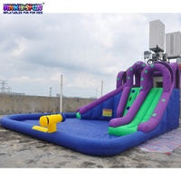 Nouveau design, petit parc aquatique en PVC, parc d'attractions commercial, toboggan aquatique gonflable d'été en plein air avec piscine à vendre