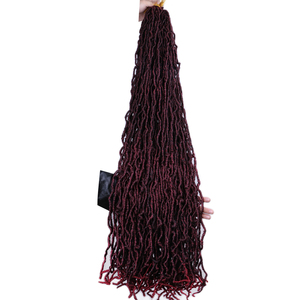 36-inch Burgundy Faux locs Crochet tóc cho phụ nữ da đen 21 sợi mềm tổng hợp tóc - Product Image 6