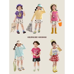 Okids Girls Shorts Star Print Pure Cotton Breathable Summer Wear Mid Waist Casual Style - Product Image 2