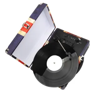 Valise en bois OEM tourne-disque Tocadiscos 3 vitesses Bluetooth vinyle LP tourne-disque