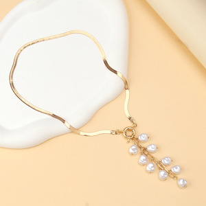 Collier de perles irrégulières à la mode, forme goutte d'eau, pour femme, à porter au quotidien, chaîne dorée, pendentif, bijoux, origine Yiwu - Product Image 3