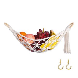 Macrame Hanging Fruit Banana Hammock Net Boho Kitchen Decor Vegetable Produce Organizer Kitchen RV House Storage Bag Ideas