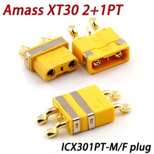 Connecteur Amass XT30 2+1PT SMD Mâle et Femelle ICX301PT Mâle/Femelle 30A Plaqué Or avec Broche de Signal pour Connexion sur Carte DC500V/15A - Product Image 1