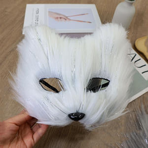 Masque en peluche en fourrure de renard avec logo personnalisé en gros, masque de chat demi-visage, masque d'animal en plastique pour fête, jeu de rôle, déguisement - Product Image 3
