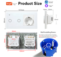 Interruptor de Pared Inteligente WiFi UBARO Tuya con Enchufe Schuko Europeo, USB Tipo C, Monitor de Energía, Panel Táctil de Vidrio Templado, Compatible con Control por Voz