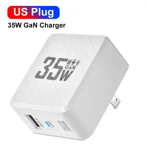 Yeni GAN 35w LED şarj QC3.0 + PD hızlı şarj şarj kafa ab abd KR fiş USB C Port adaptörü Apple samsung için