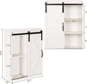 CF Sliding Barn Door Adjustable Shelf Wood Wall Storage Bathroom <strong>Cabinet</strong> Rustic 3-Tier <strong>Vintage</strong> <strong>Medicine</strong> <strong>Cabinet</strong> - Product Image 3