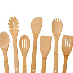 Bamboo <b>Wooden</b> Cooking Utensils Lightweight Heat Resistant Eco-Friendly <b>Food</b> Safe 7-Piece <b>Wooden</b> Spoon Utensil <b>Set</b> for Daily Use - Product Image 1