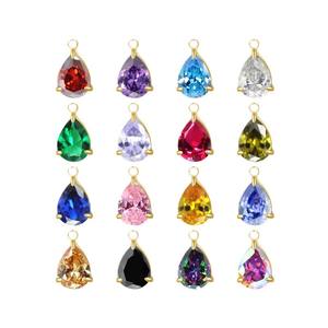 Soporte de piedra de acero inoxidable en forma de pera de piedra de cumpleaños de circón de gota de agua personalizada proveedor de collar de piedra de cumpleaños de 12 colores - Product Image 4