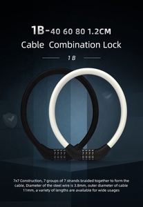 Bloqueo de combinación de <span class=keywords><strong>cable</strong></span> largo superventas para scooter, casco de bicicleta eléctrica de 4 dígitos, bloqueo de seguridad para bicicleta de motocicleta, scooter - Product Image 3