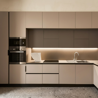 Meuble de cuisine sur mesure mat bicolore, appareils encastrés personnalisés, cuisine modulaire avec colonne de fours empilés, armoires, approvisionnement en gros
