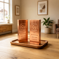 Barres de cuivre pur 999 de 500g, lingots de cuivre fin avec logo personnalisé pour collection et investissement