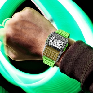 Reloj Deportivo Luminoso Cuadrado Pequeño Verde para Estudiantes, Venta al por Mayor de Fábrica, Reloj Retro Multifuncional con Calculadora, Agenda y Teléfono - Product Image 2