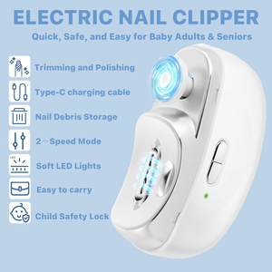Coupe-ongles rechargeable en plastique avec lumière, ouverture large, coupe-ongles électrique portable pour les personnes âgées - Product Image 2