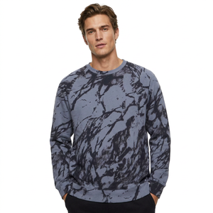 Sweat-shirt à col rond camouflage pour homme – Pull oversize streetwear bleu et noir, haut décontracté à manches longues avec motif Y2K - Product Image 1