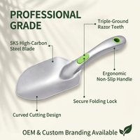 Truelle de jardin 280 mm en aluminium moulé, poignée ergonomique avec accent vert, outil de plantation, de creusement et de repiquage