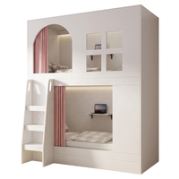 Cama de Hotel Moderna de Madera que Ahorra Espacio con Escritorio Plegable, Cama Cápsula de Lujo para Proyectos de Dormitorios Femeninos Tipo Boutique