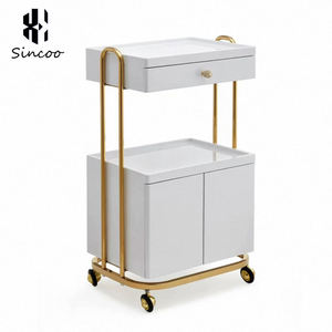 Luxury Foldable Modern Salon <b>Trolley</b> Pulleys Three-layer High Load-bearing Stainless Steel Bracket Home Office Warehouse Use - Product Image 5