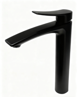 Robinet de lavabo de salle de bain monocommande en alliage de zinc noir au design classique moderne, avec cartouche céramique et mitigeur eau chaude/froide 1