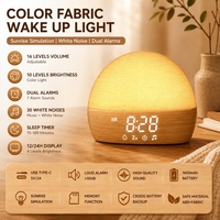 Réveil-lampe à simulation d'aube IBN avec 30 types de bruit blanc, batterie 3000-5000mAh, sortie 5-10W