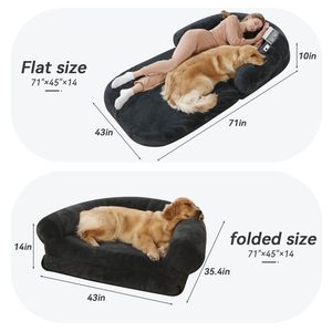 Nieuw Ontwerp Schuim Huisdier Grote Hond Bed Opvouwbare Hond Mens Slaapbank Waterdicht Pluche Orthopedische Hond Bed Luxe
