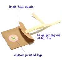 Pochette cadeau en daim kaki de haute qualité avec rabat en daim pour emballage de bijoux