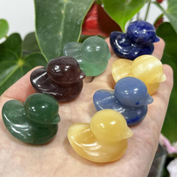 Pierre précieuse sculptée à la main, Mini-canard jaune, cristal de Quartz, Reiki, Animal de guérison pour la décoration de la maison, cadeaux, vente en gros