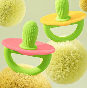 Anneau de dentition en silicone souple anti-sucette en forme de cactus, de qualité alimentaire, pour bébé, bâtonnet de massage des gencives, bouclier de sécurité, jouet à mâcher pour nourrisson, stérilisable à l'eau bouillante - Product Image 5