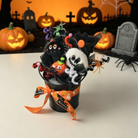 Seau Magique de Dessin Animé d'Halloween, Décoration d'Ambiance Festive, Ornement de Bureau Amusant, Décoration Florale Crâne pour Bar Intérieur