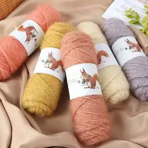 Dimini Syal Rajut Tangan Bayi, 3 Helai 37 Warna Beludru Tupai Lembut Tenun Tangan Tas Sepatu Sweater Rajutan Tangan Benang