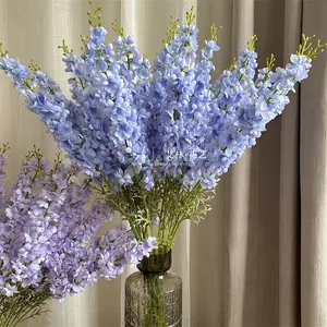 O-X883 Wholesale Large Tall Hyacinth Flower White Blue Silk Delphinium Artificial Flower Stem For Home Wedding Decorations