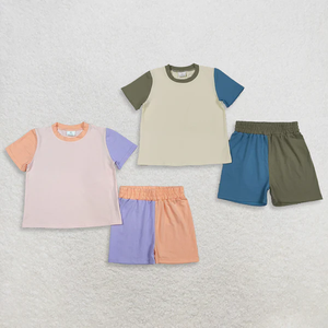 Conjunto de Ropa de Verano para Bebés Niños, Camisa de Manga Corta y Pantalones Cortos Grises y Azules - Product Image 1