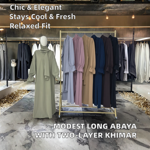 Women's Modest Viscose Abaya Long Sleeve Floor Length <b>Tie</b> Neck Solid Color Daily Wear Middle East Style Loose Fit Dress - Product Image 2